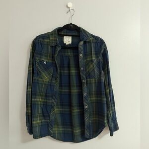 LA Hearts Blue and Green Plaid Shirt